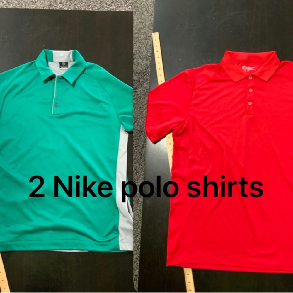 2xNIKE polo shirts. 1 red TOUR PERFORMANCE & green Sphere React GOLF SHIRT POLO